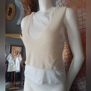 NWT Zara Cotton Blend Vest/Tank Top Hybrid
